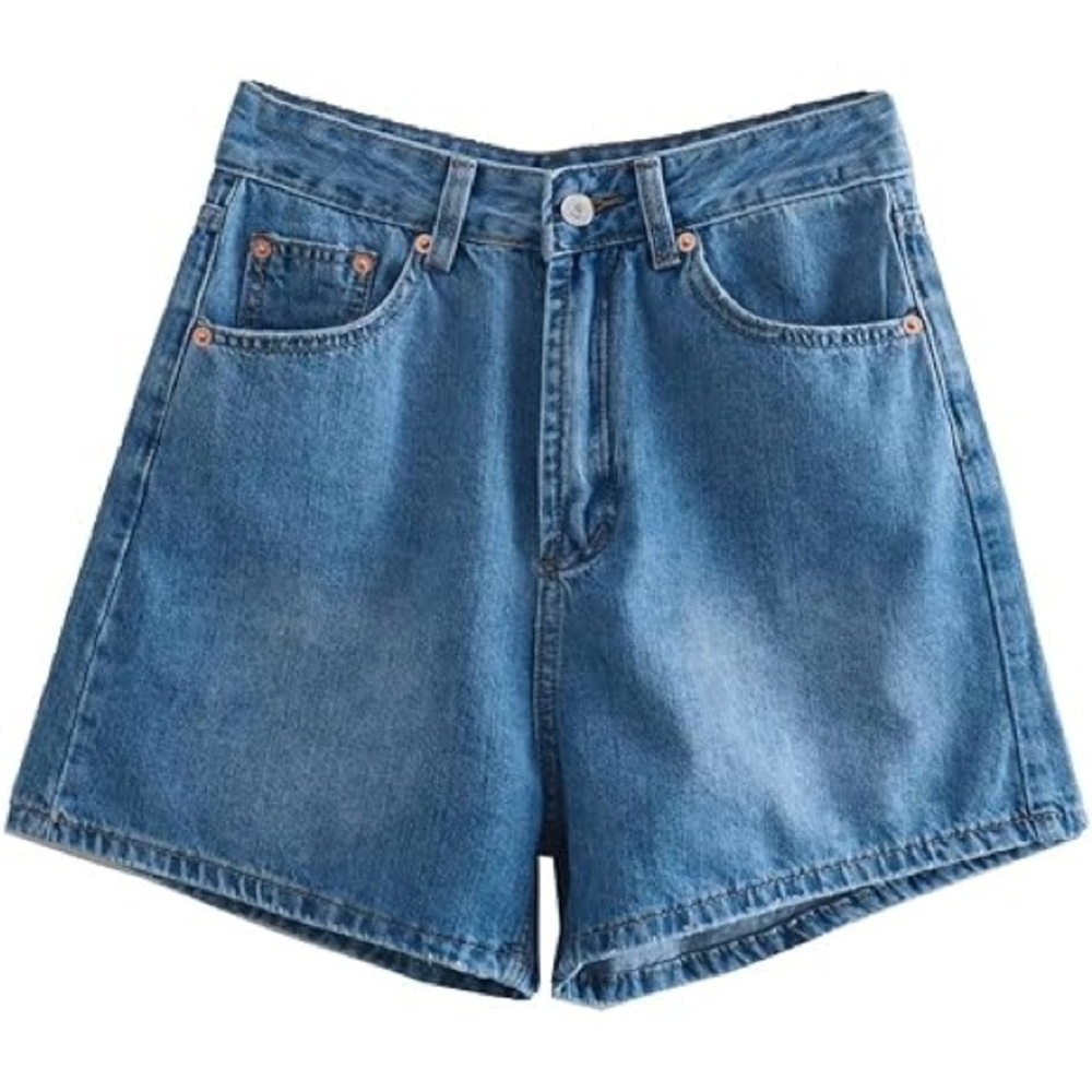 Classic Denim Blue Jean Shorts Vintage Wash High Rise HR High Waisted size Small